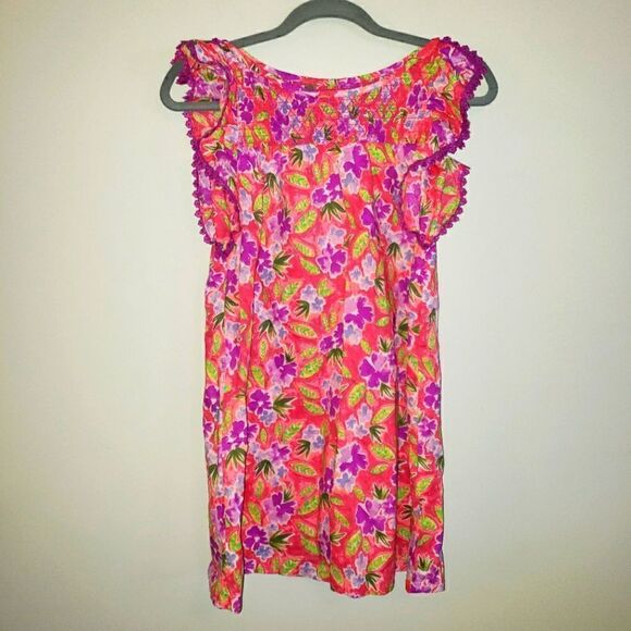 CAT & JACK FLORAL BOHO SMOCKED DRESS SIZE LARGE 10/12 - Picture 1 of 7